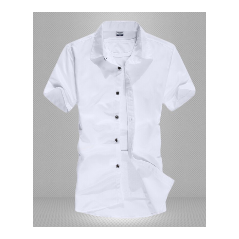 夏季纯白色短袖衬衫男士韩版青少年休闲修身夏天半袖寸衫白衬衣潮