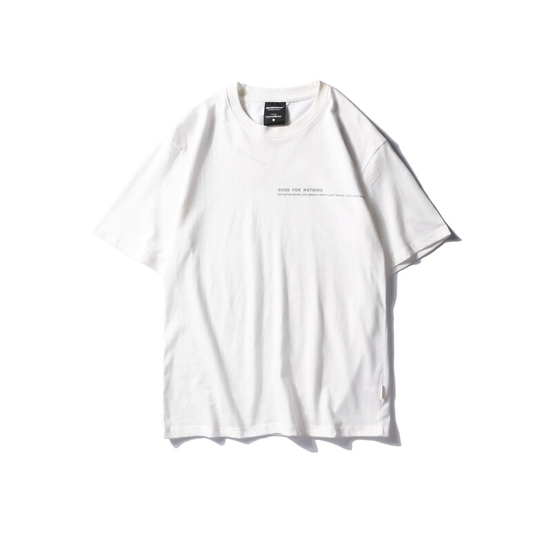 2018街头宽松圆领嘻哈短袖T恤一无是处文字印花半袖休闲上衣tee衫