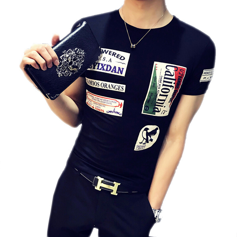 2018新款韩版紧身短袖T恤潮流男士体血衫网红同款上衣服快手红人