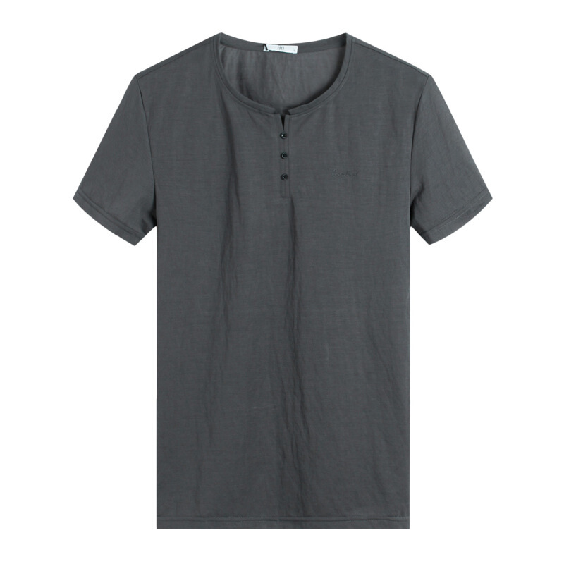 [商场同款]男装夏季新款青年圆领纯色T恤简约棉质打底衫上衣灰色