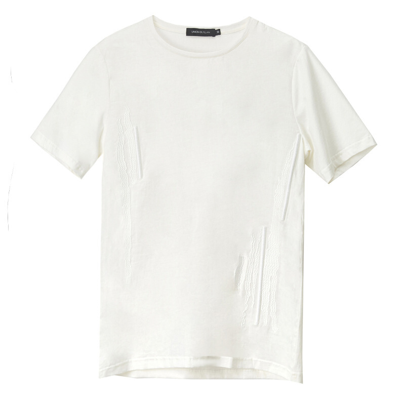 短袖男夏季新款男装提花刺绣日系半袖上衣潮流男士宽松圆领T恤