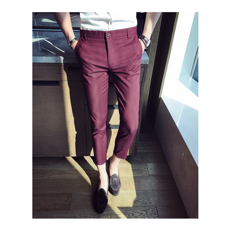 夏季韩版潮流修身小脚9九分裤男型师裤子显瘦收腿8分八分西装裤