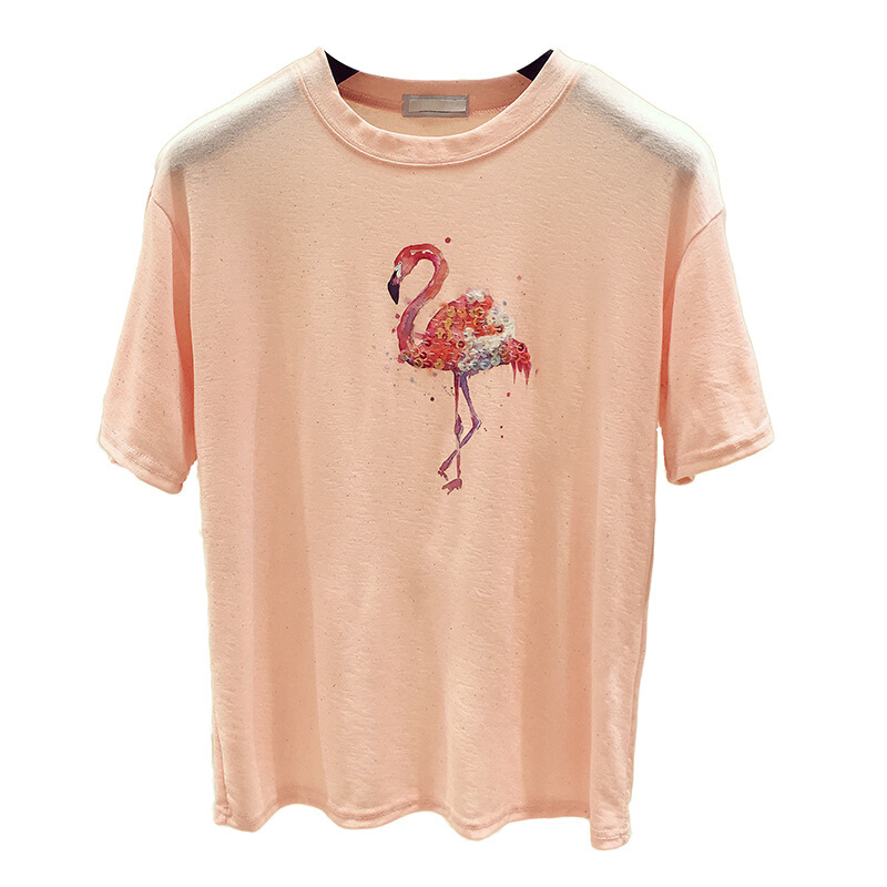 亮片T恤女短袖2018夏装韩版新款宽松chic冰丝半袖ins超火的上衣潮白色均码