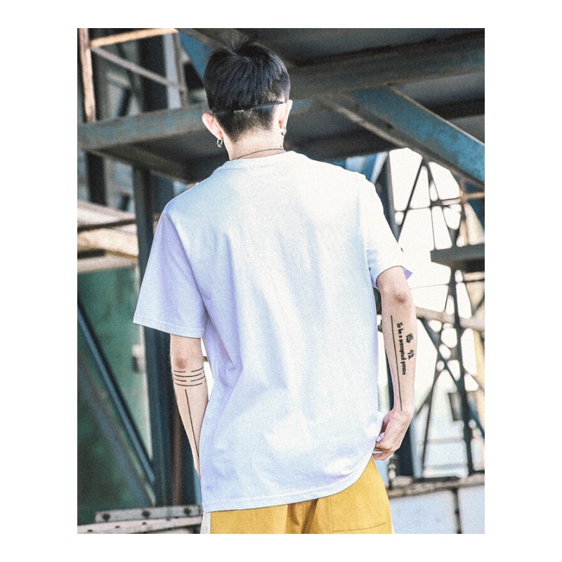 东京衣柜男装夏季新款潮流印花宽松短袖T恤男学生街头体恤白色