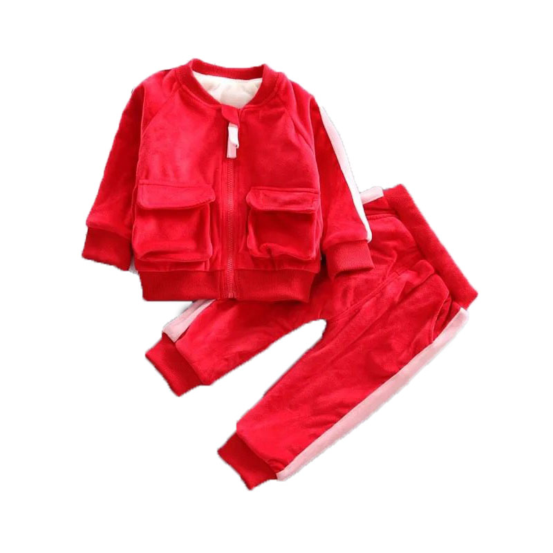 男女宝宝秋装套装0一1-2-3岁韩版潮婴儿衣服儿童韩版金丝绒两件套