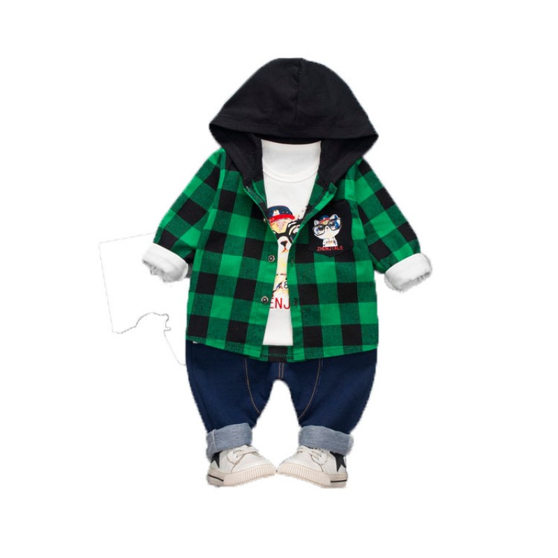 童装男童秋装2018新款时髦套装1-3-5岁宝宝韩版外套长袖衬衫卫衣T