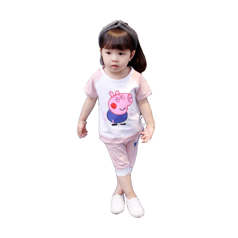 小猪佩奇童装女宝宝夏装洋气套装0一1-2-3周岁时髦潮婴儿小孩衣服