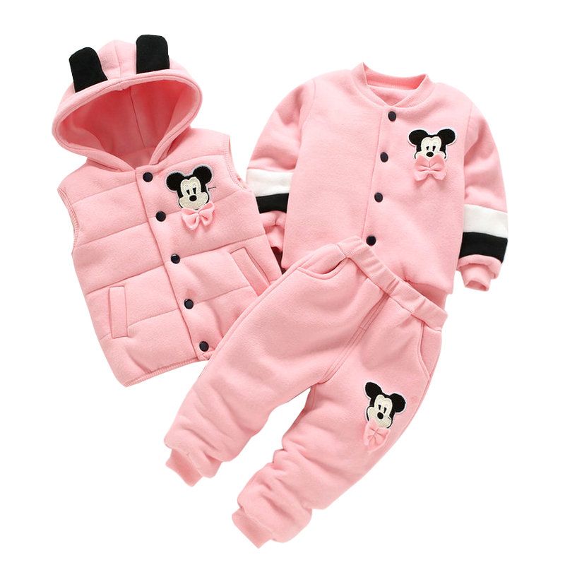 女童冬装儿童套装新款加绒加厚卫衣运动三件套宝宝衣服1-2-3岁