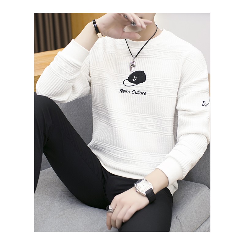 春秋装卫衣男圆领韩版潮流上衣服学生长袖T恤秋季个性男士打底衫