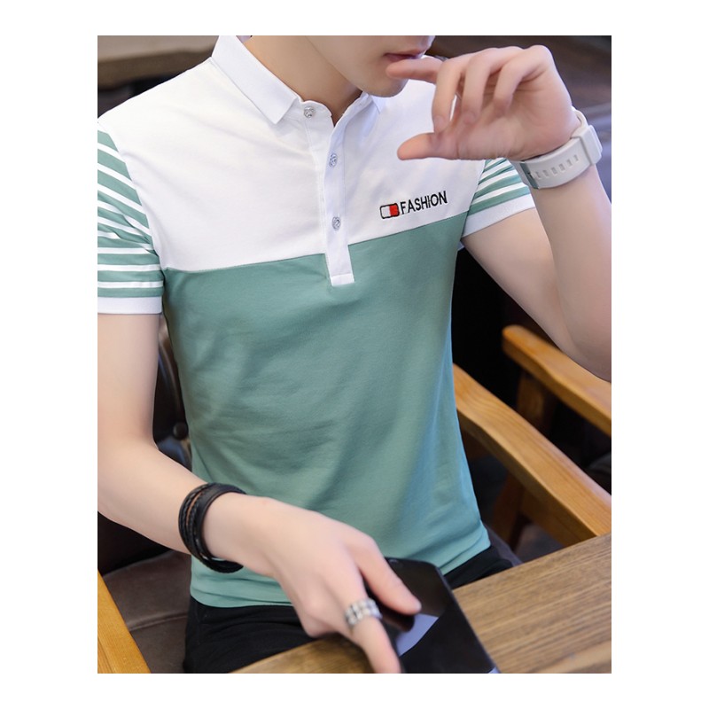 男士短袖T恤韩版修身潮流夏装个性POLO衫半袖衣服休闲男体恤夏季
