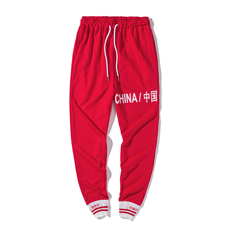 裤子男秋季新款青少年字母印花九分裤韩版潮流宽松休闲哈伦裤