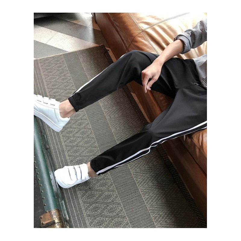 裤子男夏季薄款哈伦裤修身韩版潮流小脚裤收口束脚休闲运动九分裤