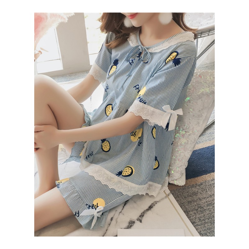 睡衣女夏套装短袖两件套冰丝性感纯棉韩版清新学生可外穿家居服秋