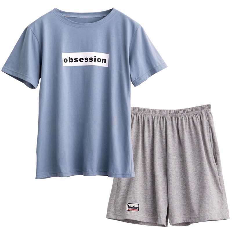 夏季纯棉韩版短袖女士睡衣胖mm200斤大码宽松家居服两件套装薄款