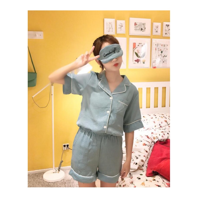 韩版卡通印花睡衣套装女夏季学生可爱小清新短袖短裤家居服两件套