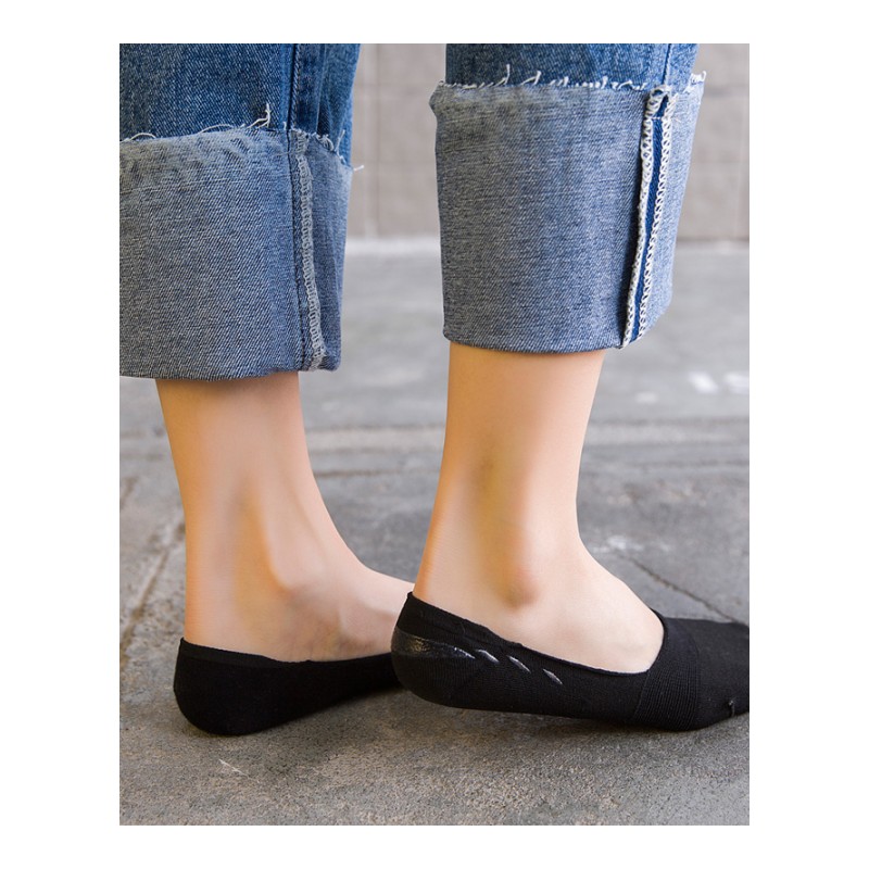 船袜女 夏季薄款硅胶防滑纯色浅口袜子女短袜 纯棉低帮女士隐形袜