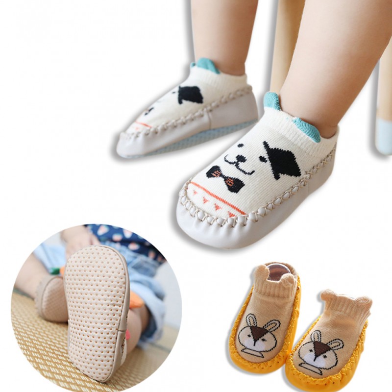 儿童地板袜子秋季宝宝学步鞋袜防水防滑0-3岁婴儿手工皮底地板袜