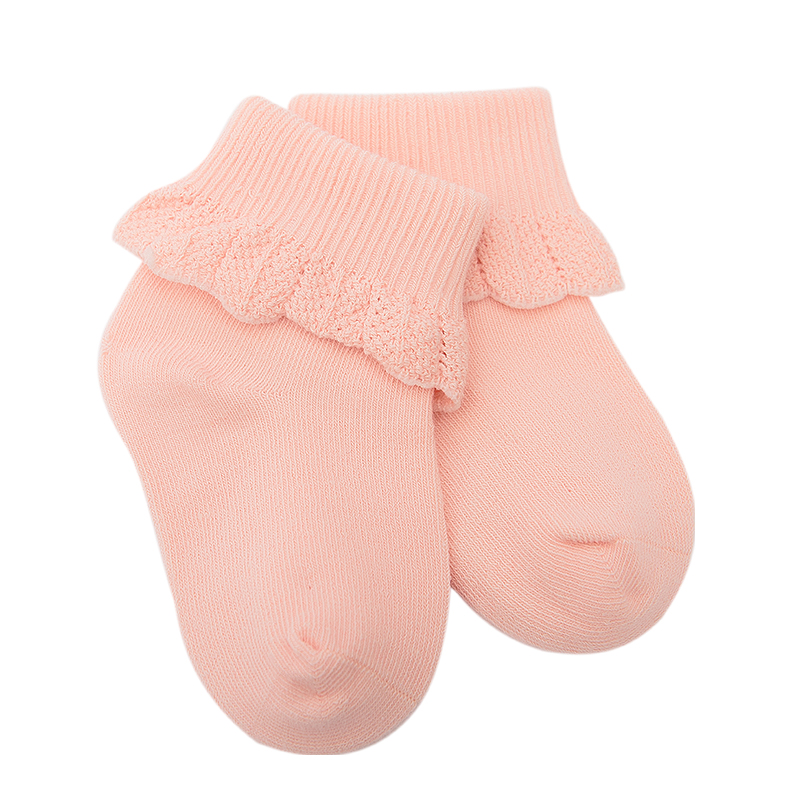婴儿袜子春秋纯棉0-3-6-12个月松口花边1岁新生儿宝宝女童中筒袜