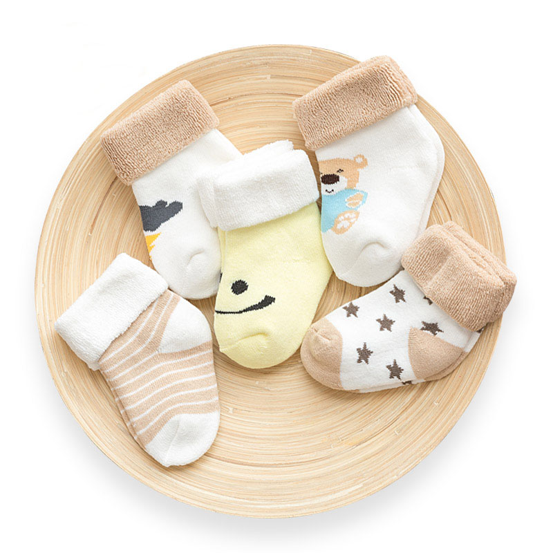 【五双装】0-3岁宝宝棉袜男女童毛圈袜春秋冬保暖袜子加厚婴儿袜