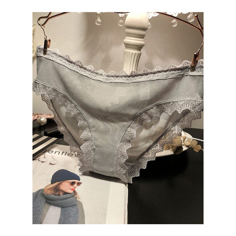 灰色蕾丝性感内裤女士低腰透视网纱诱惑无痕三角裤
