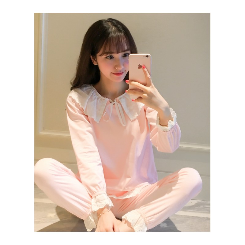 韩版睡衣女纯棉长袖春秋甜美可爱夏季家居服套装秋冬公主风可外穿