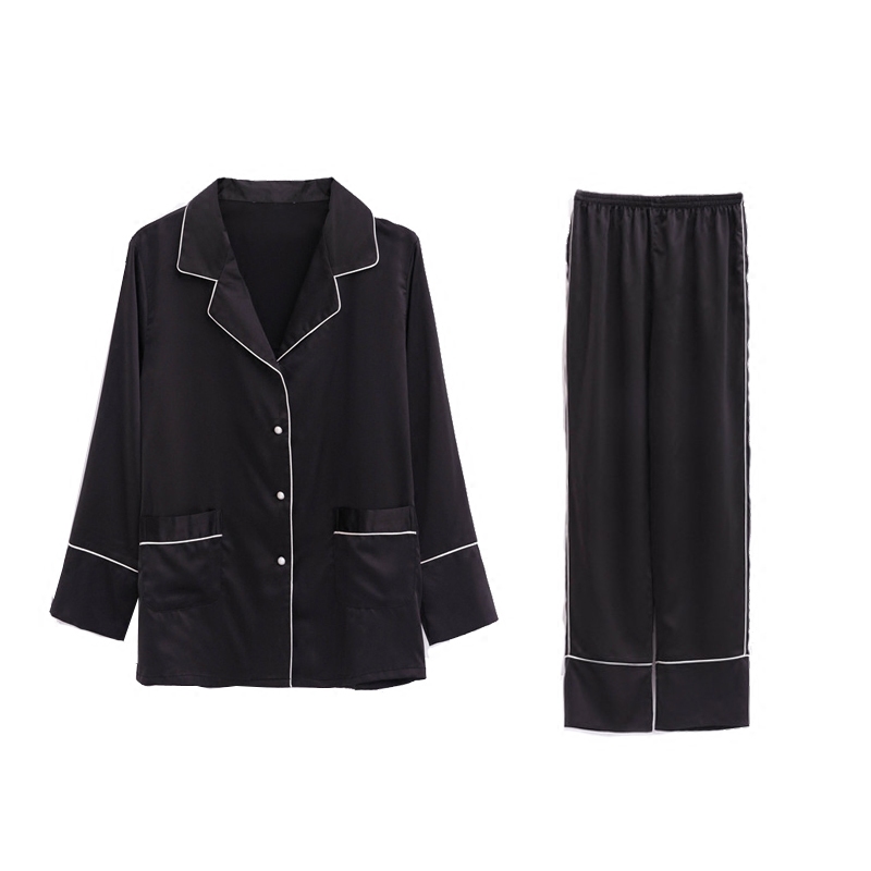 冰丝性感开衫丝质情侣睡衣女春夏秋仿真丝绸缎长袖两件套装家居服