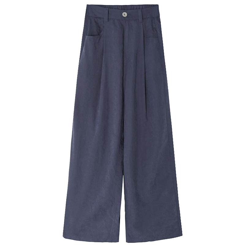 泛泛 初恋裤秋装女2018新款学生高腰坠感阔腿褶皱纹理长裤