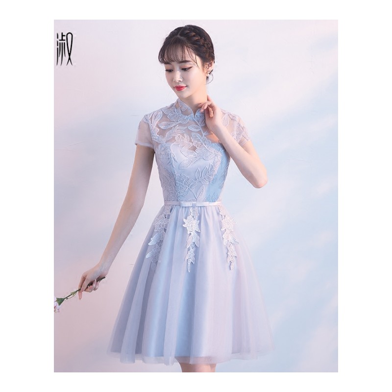 伴娘服2018新款韩版姐妹裙伴娘团晚礼服裙夏显瘦短款宴会连衣裙女