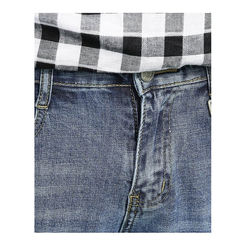 亚木夏季新品牛仔长裤韩版潮流秋装男士透气条纹青年学生修身运动裤子新款