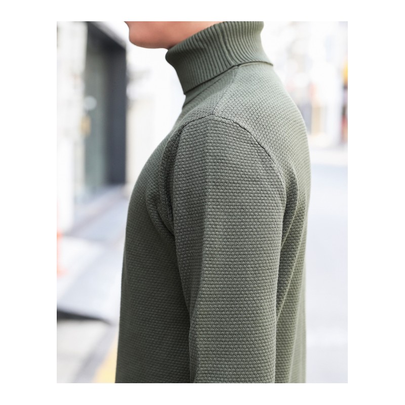 亚木2018新品春秋款男长袖毛衣 韩版潮流宽松休闲纯色高领学生上衣服新款