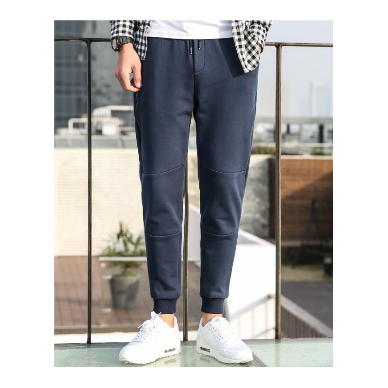 亚木夏季新品休闲长裤韩版潮流秋装男士条纹青年修身学生透气运动裤子新款