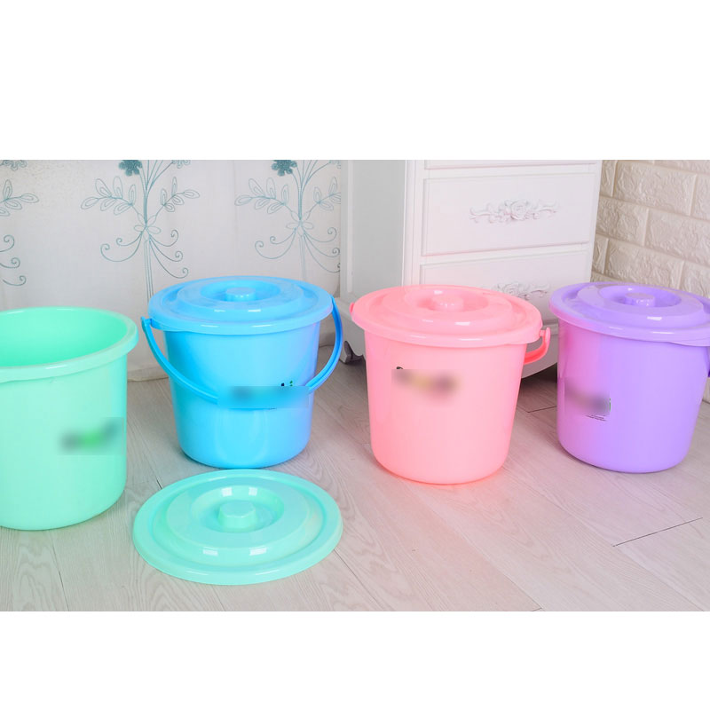 [迷你版 紫色带盖4升]加厚塑料桶美工桶带盖小水桶小桶杂物桶收纳桶塑料水桶简约创意生活日用家居清洁用品