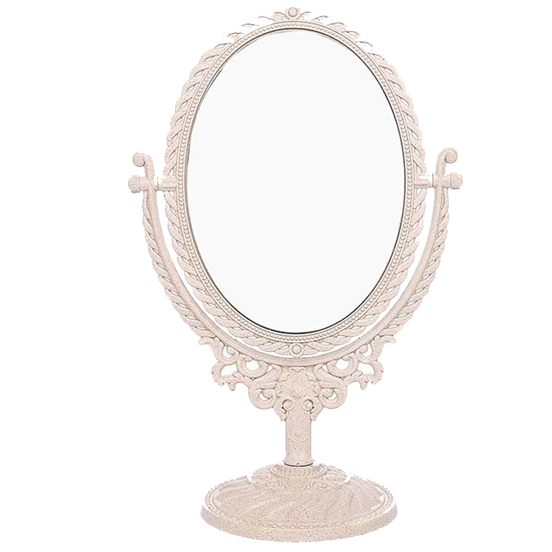 生活日用新款台式化妆镜欧式镜子双面梳妆镜便携公主镜简约大号镜子简约现代