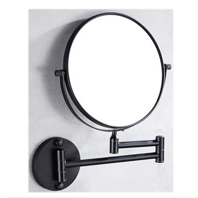 北欧免打孔黑色伸缩镜浴室化妆镜折叠美容镜子壁挂双面镜卫生间放大镜简约现代