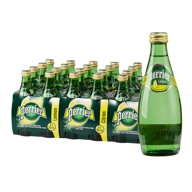 巴黎水(Perrier) 柠檬味 330ml*24玻璃瓶 气泡水 含气饮料