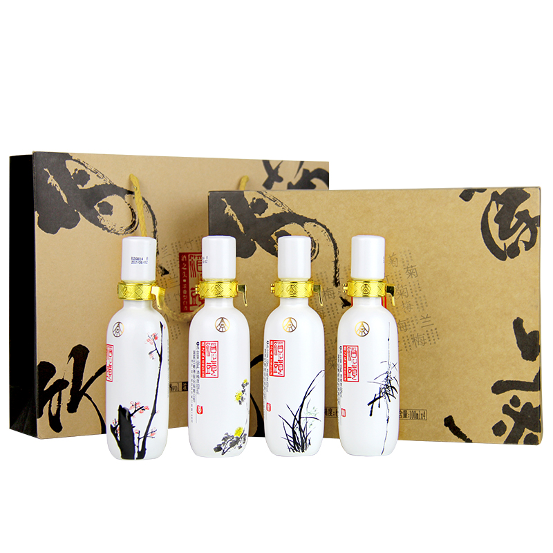 五粮液股份60度梅兰竹菊礼盒浓香型白酒100mL*4瓶礼盒礼品送礼酒