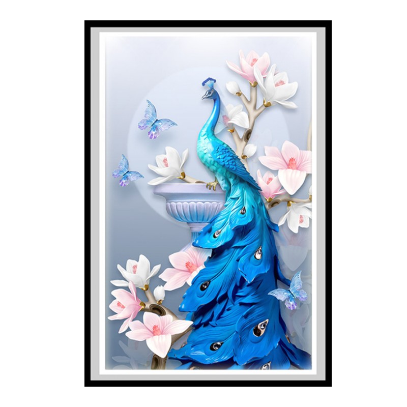 孔雀钻石画满钻水晶十字绣2018新款客厅简约现砖石绣砖石画钻石绣