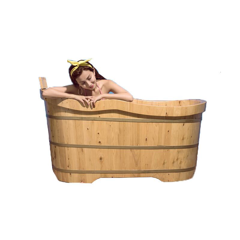 浴桶香柏木加厚浴缸带盖沐浴桶实木洗澡木盆单人洗浴泡澡木桶波迷娜BOMINA