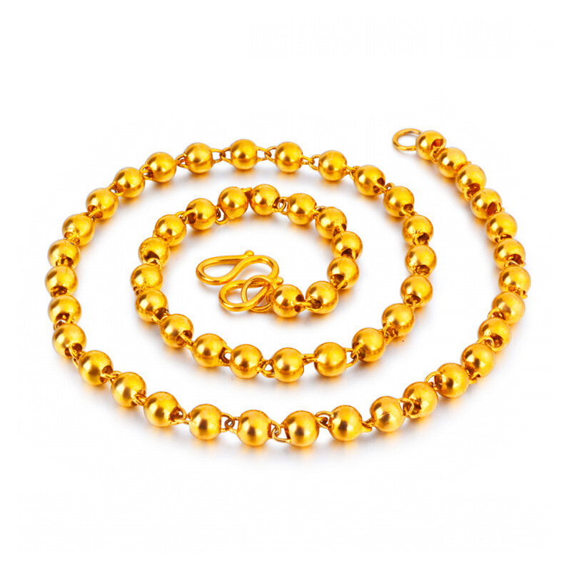 思芙美越南沙金项链男士实心光面圆珠链情侣镀金项链欧币仿真黄金项链