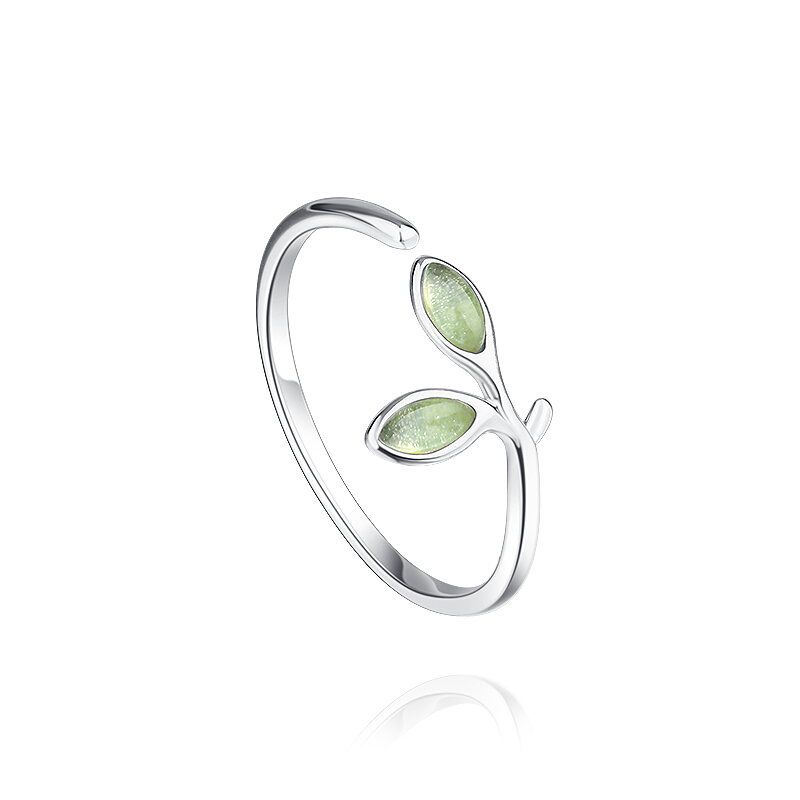 嫩芽戒指 925纯银夏季花芽小清新指环 网红款港风ins百搭创意潮人