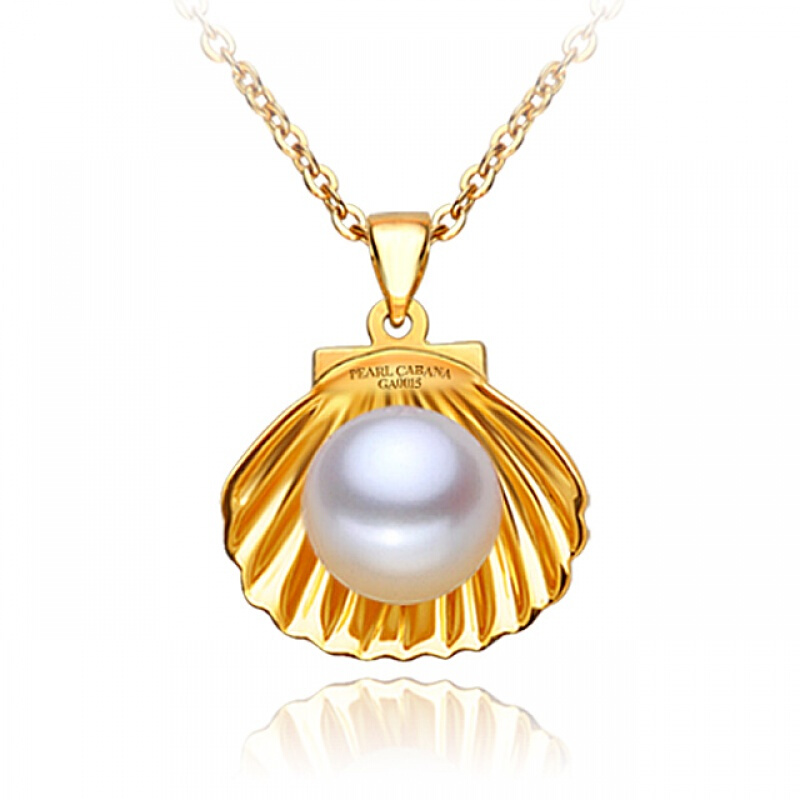 夏季时尚大珍珠坠厚镀黄金项链女锁骨链简约气质网红珍珠坠