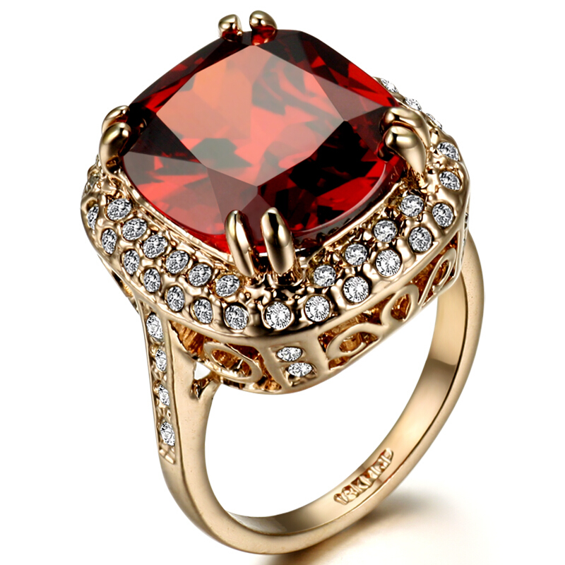 情人节礼物8克拉鸽子蛋红宝石水晶夸张大食指戒指女镀18k玫瑰金情侣