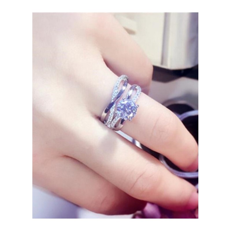 韩版镶钻刘诗诗同款戒指情侣无限爱婚戒仿真钻戒送女友礼物饰品同款