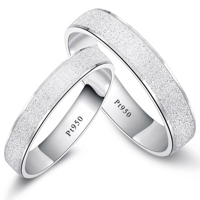 pt950铂金情侣对戒大福珠宝韩版磨砂戒指男女一对婚戒可刻字