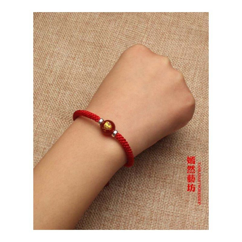 2017年新款鸡年玛瑙红绳手链情侣红手绳手串男女款本命年红玛瑙生肖鸡
