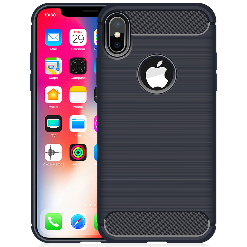 HIGE/苹果iphone X手机壳 简约拉丝商务防摔手机套 个性拉丝全包硅胶保护壳 适用于苹果X 5.8英寸 藏青色