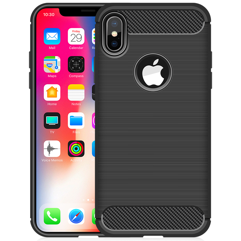 HIGE/苹果iphone X手机壳 简约拉丝商务防摔手机套 个性拉丝全包硅胶保护壳 适用于苹果X 5.8英寸 黑色
