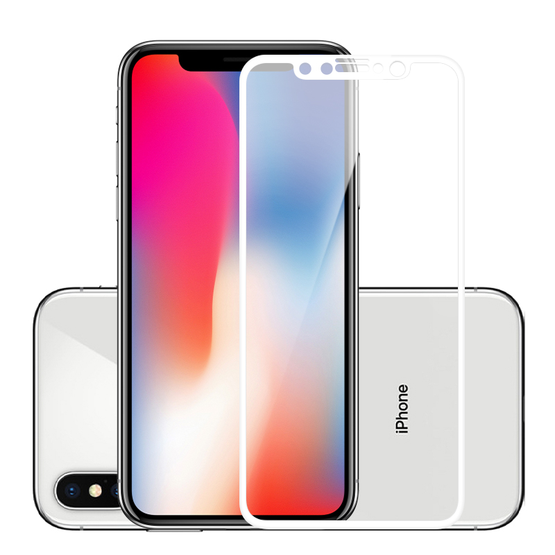 HIGE/iPhone x/xs钢化膜全屏全覆盖3D曲面手机防窥贴膜 适用于苹果X/XS 3D玻璃高清膜通用 白色