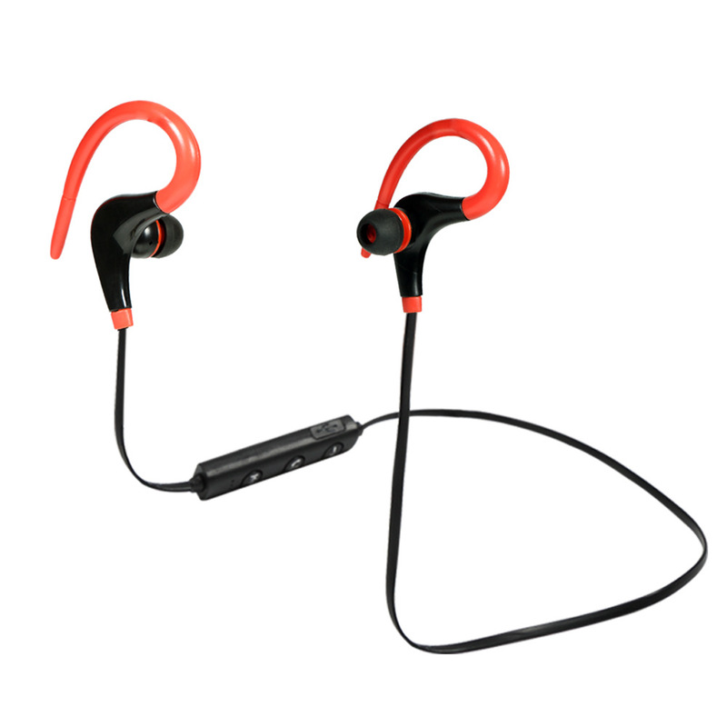 HIGE/大牛角运动无线蓝牙耳机4.1 入耳立体声颈挂式双耳耳塞+防水防汗 适用于苹果三星小米通用 红色