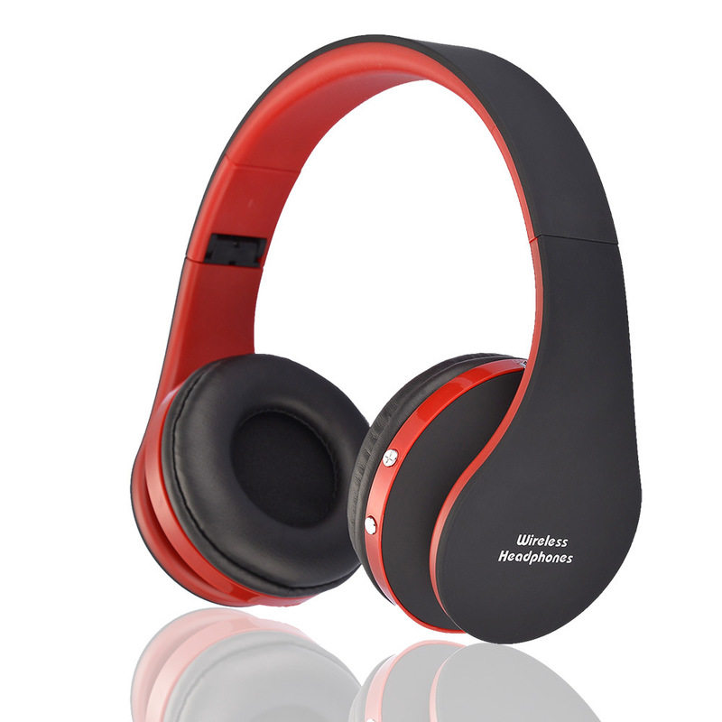 HIGE/头戴式无线运动蓝牙耳机 支持音乐 立体声可折叠式耳机 适用于蓝牙连接通用 红色